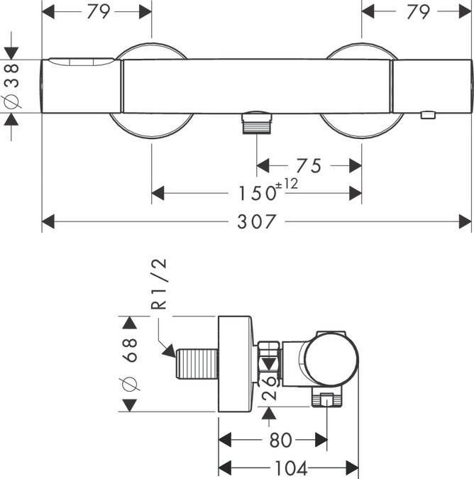 Термостат для душа Axor Citterio M 34635930, медь