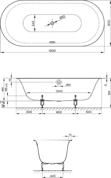 Стальная ванна Bette Lux Oval 3466-035 PLUS AR 180x80 с антискользящим самоочищающимся покрытием