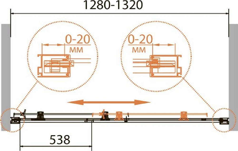 Душевая дверь в нишу Cezares RELAX-BF-1-130-P-Bi стекло punto