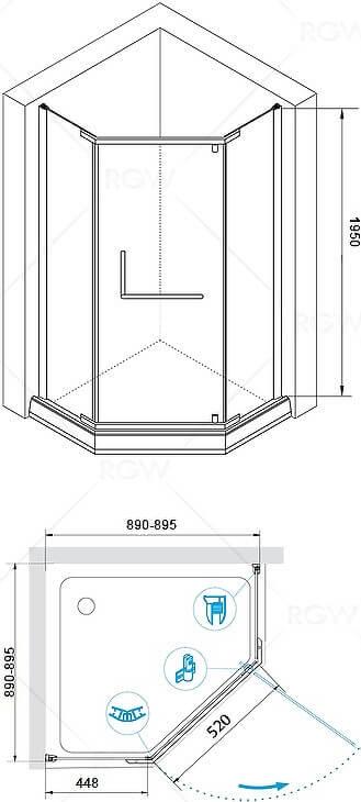 Душевой уголок RGW Hotel HO-081 90х90 350608199-11, профиль хром