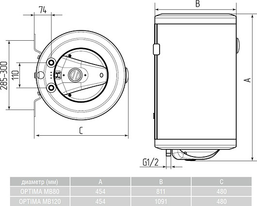 Накопительный водонагреватель Metalac Оptima MB 80 PKD R 159488 80 л белый, правое подключение