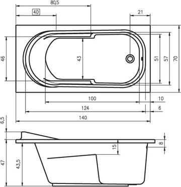 Акриловая ванна Riho Columbia 140х70 B004001005