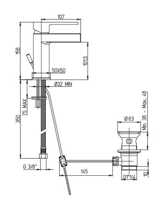 Смеситель для раковины Paini Dax-r-dax 84CR211WFRSR хром