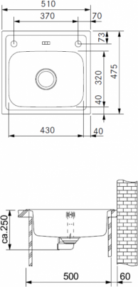 Кухонная мойка 51 см Franke Euroform EFN 610 101.0151.185, нержавеющая сталь