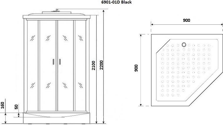 Душевая кабина Niagara Premium 69010134DBLACK 90х90х220 стекло тонированное