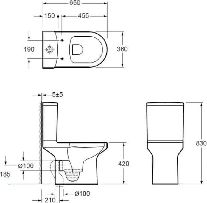 Унитаз-компакт Jacob Delafon Elite E29723-00 безободковый с тонкой крышкой-сиденьем микролифт