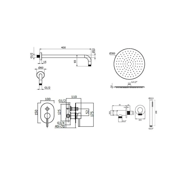 Душевая система Plumberia Selection Ixo KITXO15NOKING хром