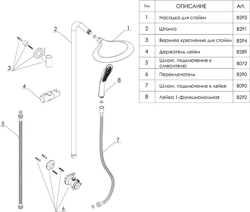 Душевая стойка Wasserkraft A045