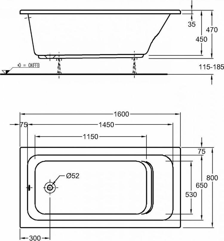 Акриловая ванна Geberit Renova Compact 657360000, белый