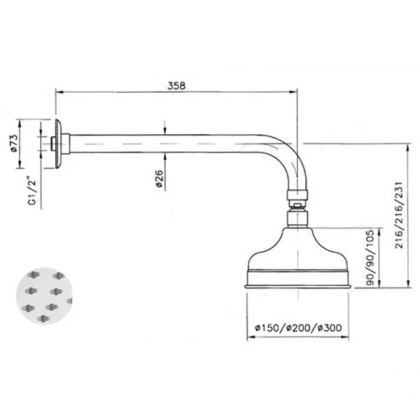 Душ верхний Nicolazzi Classica 5702CO30 золото, хром