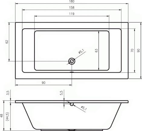 Акриловая ванна Riho Lusso 180х90 B026001005