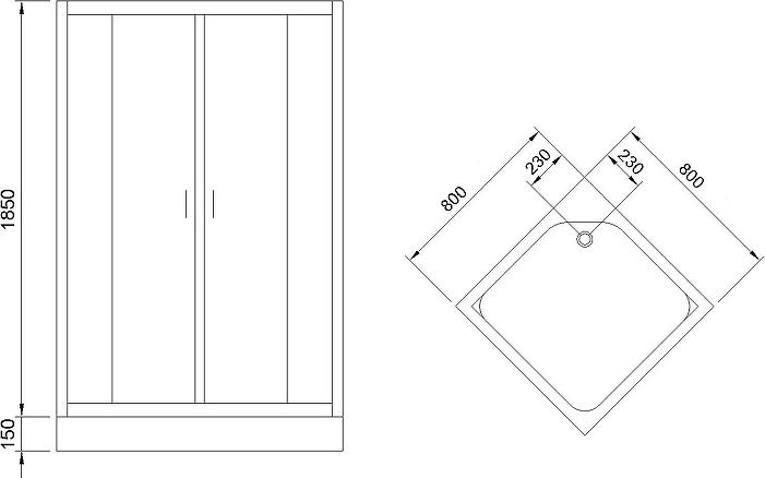 Душевой уголок Royal Bath HP 80x80 RB80HP-T-BL, профиль черный стекло прозрачное