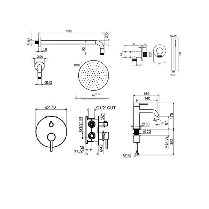 Смеситель для душа Plumberia Selection Ixo KITXO18OR53 золото