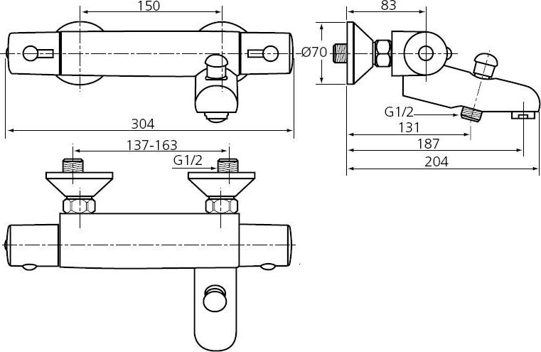 Смеситель для ванны с душем Ideal Standard Ceratherm 50 A4509AA, хром