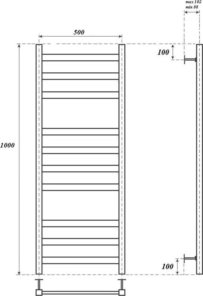 Полотенцесушитель электрический Point Меркурий PN83150BE П10 500x1000, черный