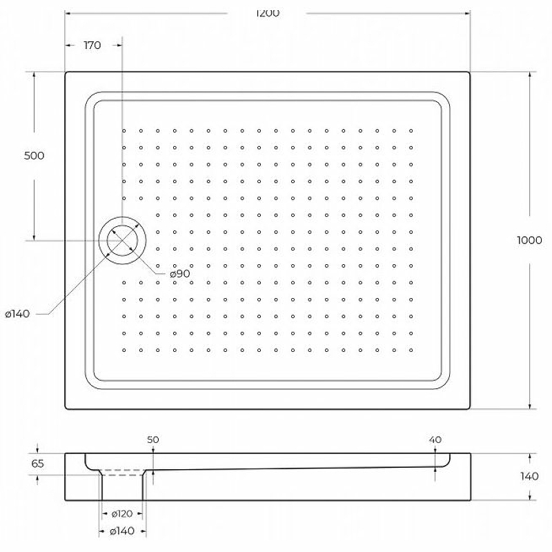 Акриловый поддон BelBagno TRAY-BB-AH-120/100-15-W 120x100 см, белый