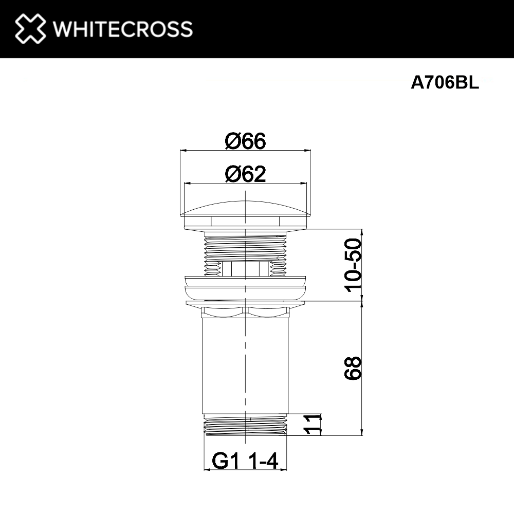 Донный клапан Whitecross A706BL черный матовый