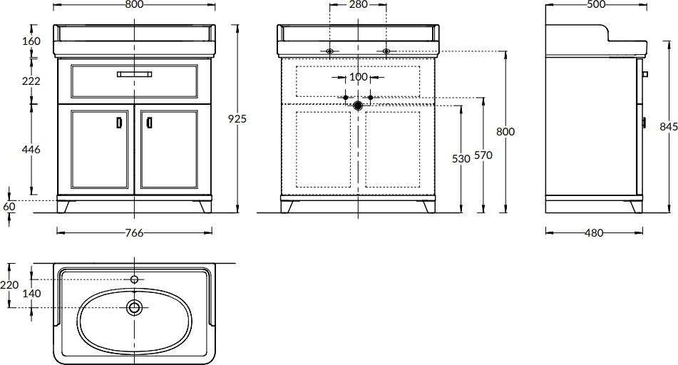 Тумба под раковину 80 см Kerama Marazzi Pompei PO.N.80.1\WHT, белый