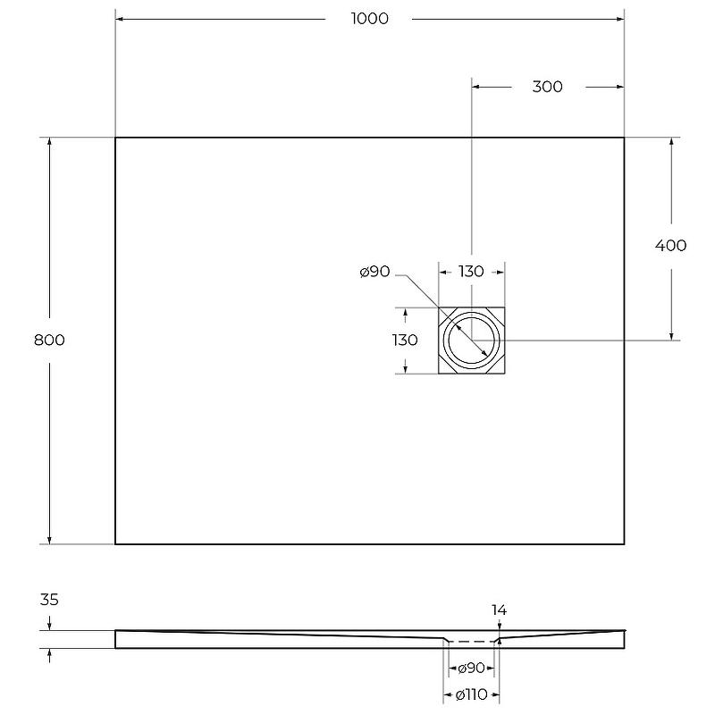 Душевой поддон из искусственного камня BelBagno TRAY-MR-UNO-AH-100/80-35-W 100x80, белый