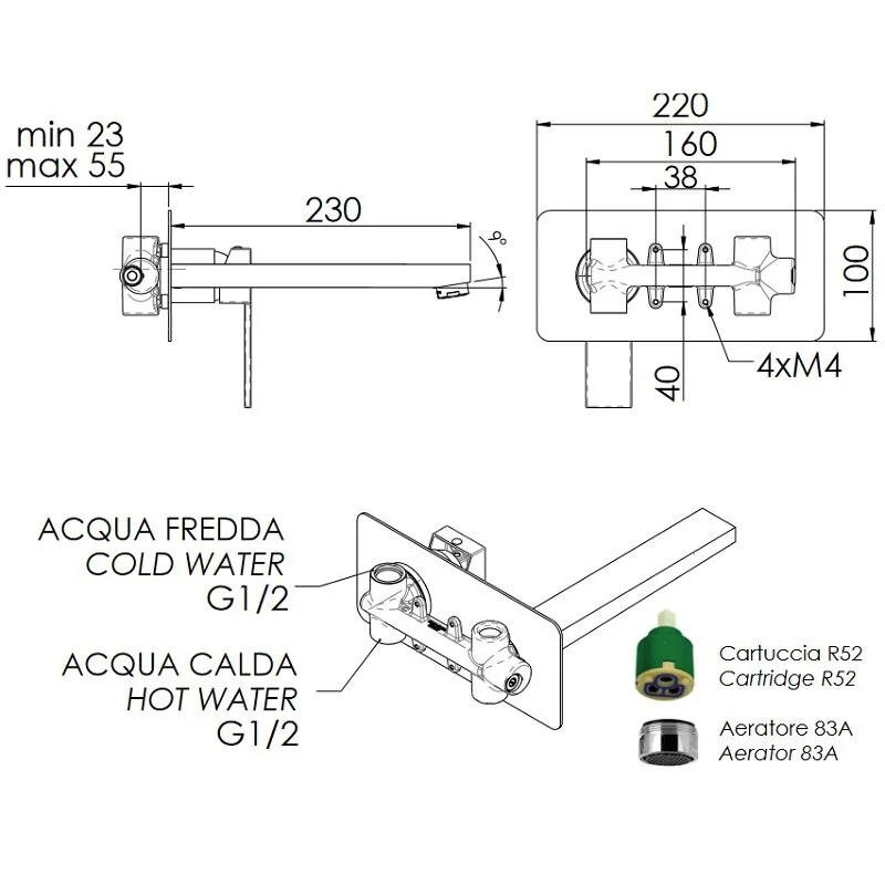 Смеситель для раковины Remer Qubika Q15L хром