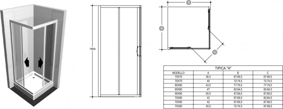 Душевой уголок 90х90 см Ideal Standard Tipica T2338YB