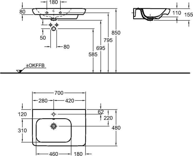 Раковина 70 см Geberit (Keramag) It! 121970000, белый