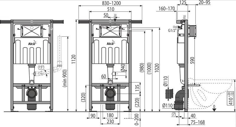 Инсталляция для унитаза AlcaPlast Jadromodul AM102/1120V