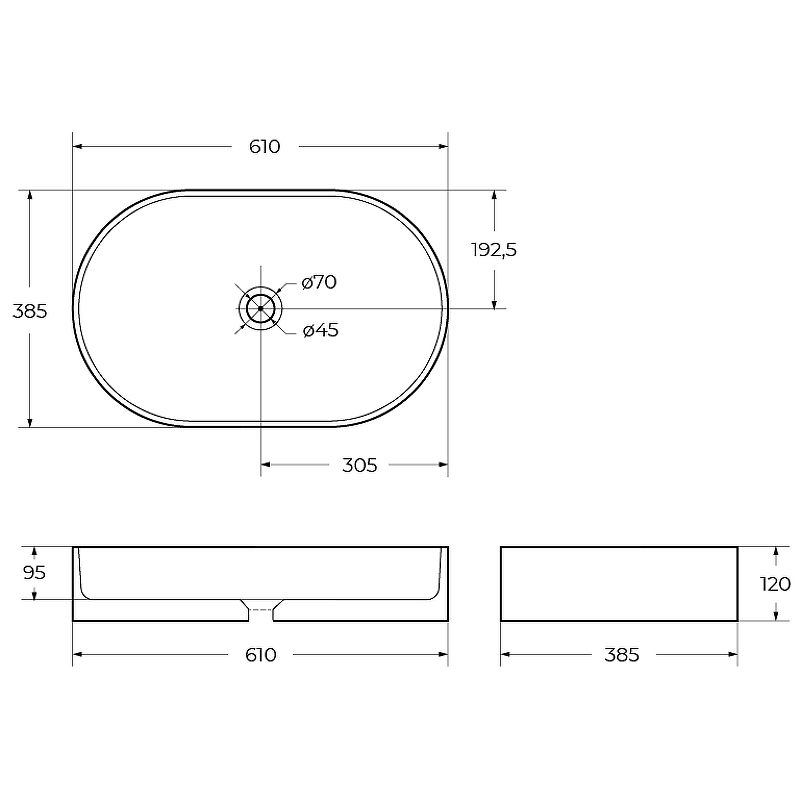 Раковина накладная BelBagno BB1479 61 см, белый