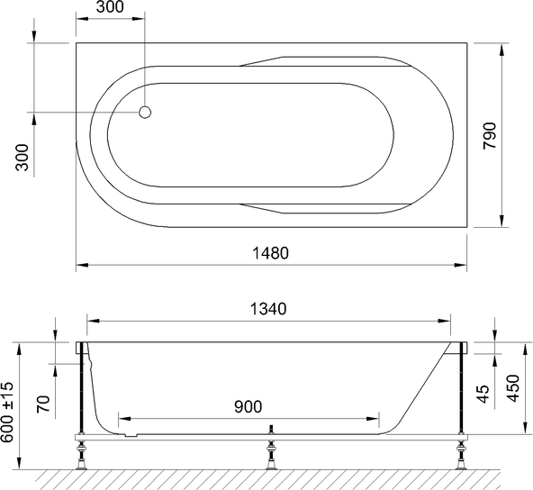 Акриловая ванна Royal Bath AZUR 150x80 RB614201R