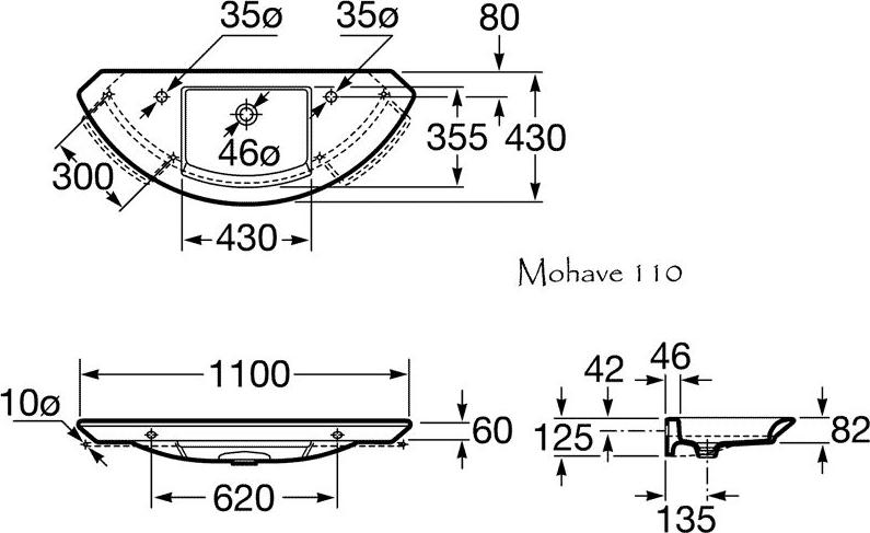 Раковина 110 см Roca Mohave 327879000