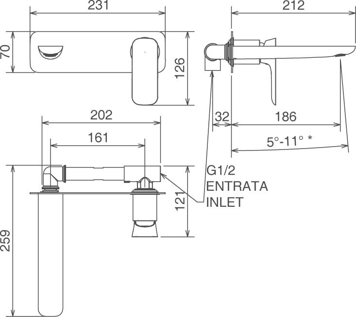 Смеситель La Torre Laghi 44200.CR с внутренней частью для раковины