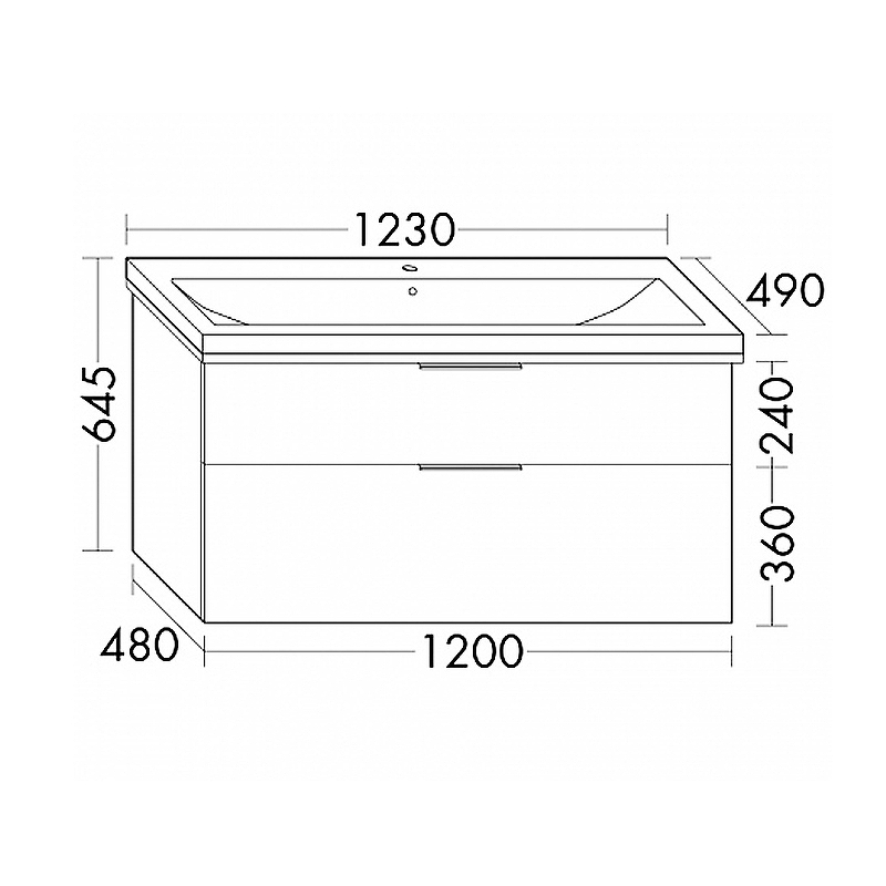 Тумба с раковиной Burgbad Eqio 123 SEZA123F2010C0001*1 подвесная, серый глянец