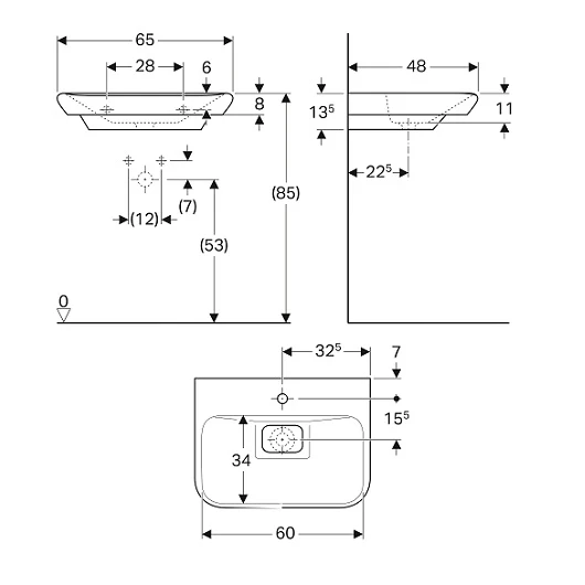 Тумба с раковиной Geberit myDay Y824065000+125465600 белый