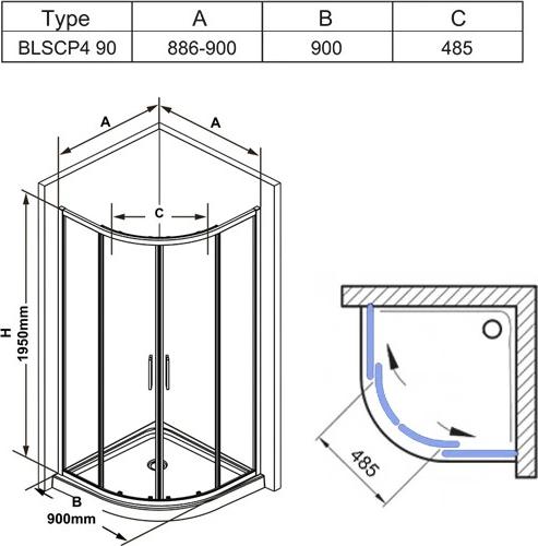 Душевой уголок Ravak Blix Slim 90x90 BLSCP4-90 X3BM70300Z1, профиль черный, стекло transparent
