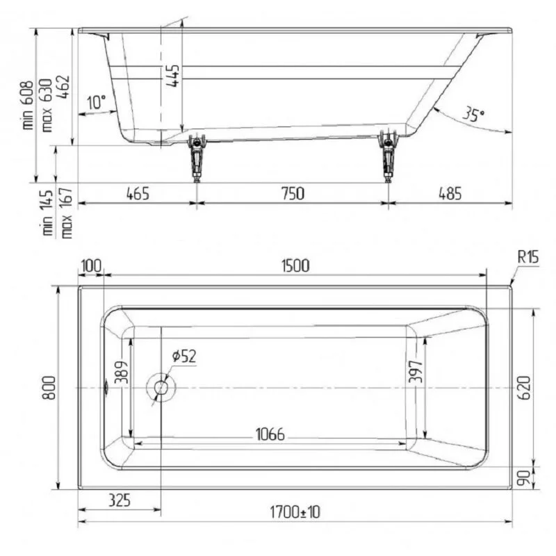 Чугунная ванна Delice Parallel DLR220502RB белый