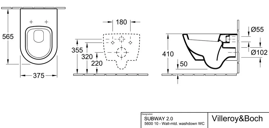 Инсталляция Villeroy&Boch с унитазом Subway 2.0 560010R1, сиденье микролифт клавиша хром, комплект