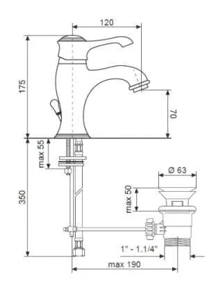 Смеситель для раковины Emmevi Tiffany 6003BIO белый