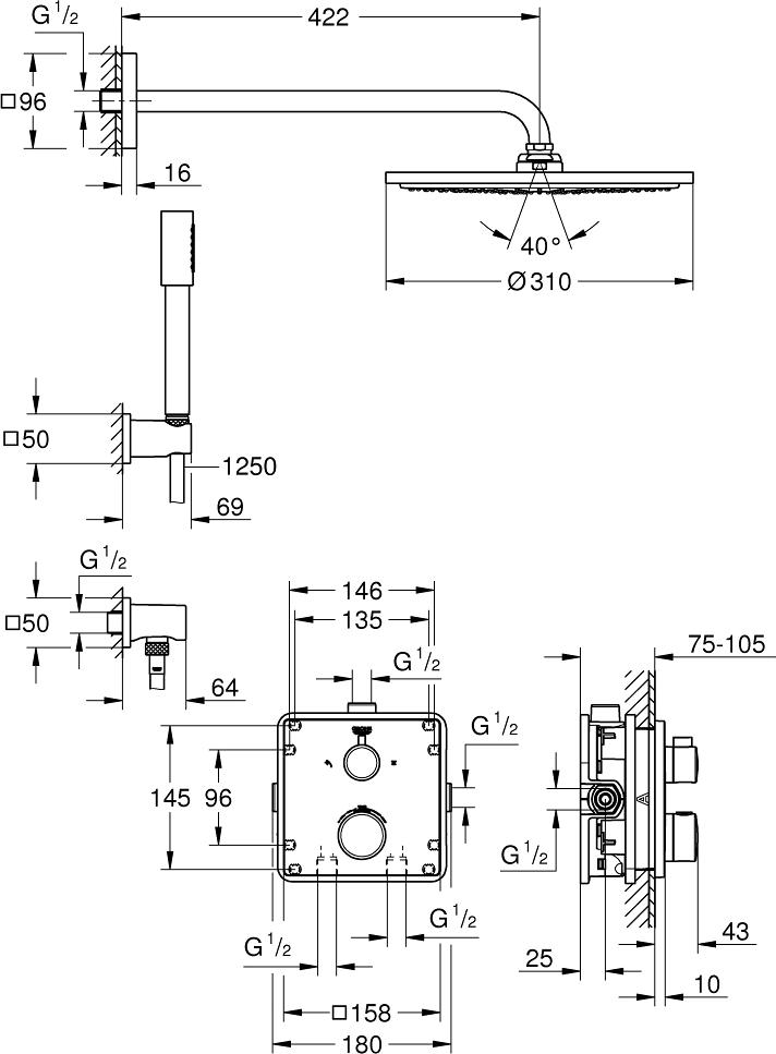 Душевой гарнитур Grohe Grohtherm 34730000