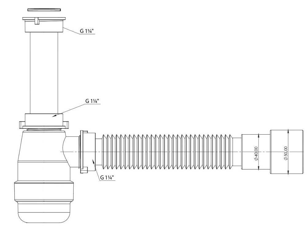 Сифон для раковины Aquanet 00332449 серый