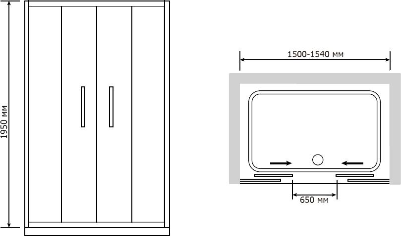 Душевая дверь в нишу RGW Passage PA-11 (1500-1540)x1950 профиль хром стекло матовое