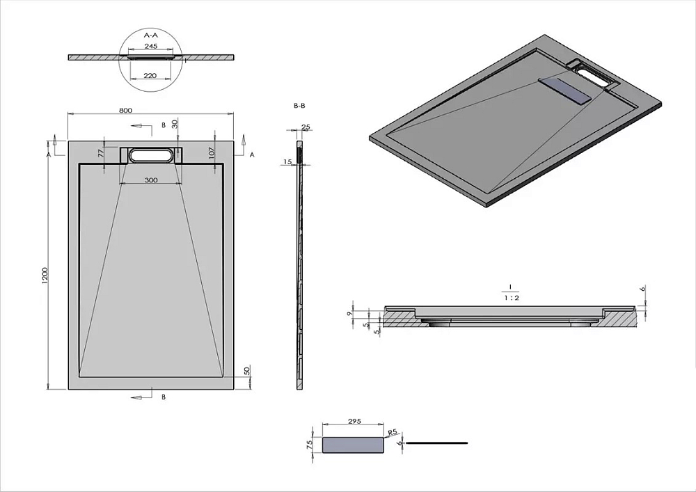 Душевой поддон из искусственного камня Vincea 120x80 VST-4SRL8012W, белый