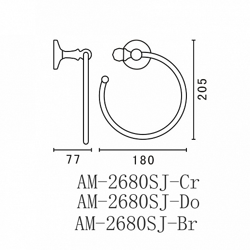 Полотенцедержатель Art&Max Antic Crystal AM-2680SJ-Do, золото