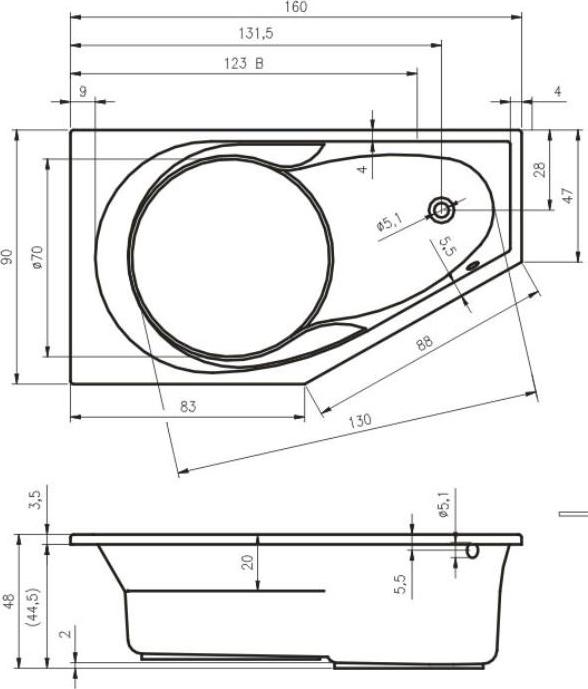 Акриловая ванна Riho Yukon R 160х90 B008001005