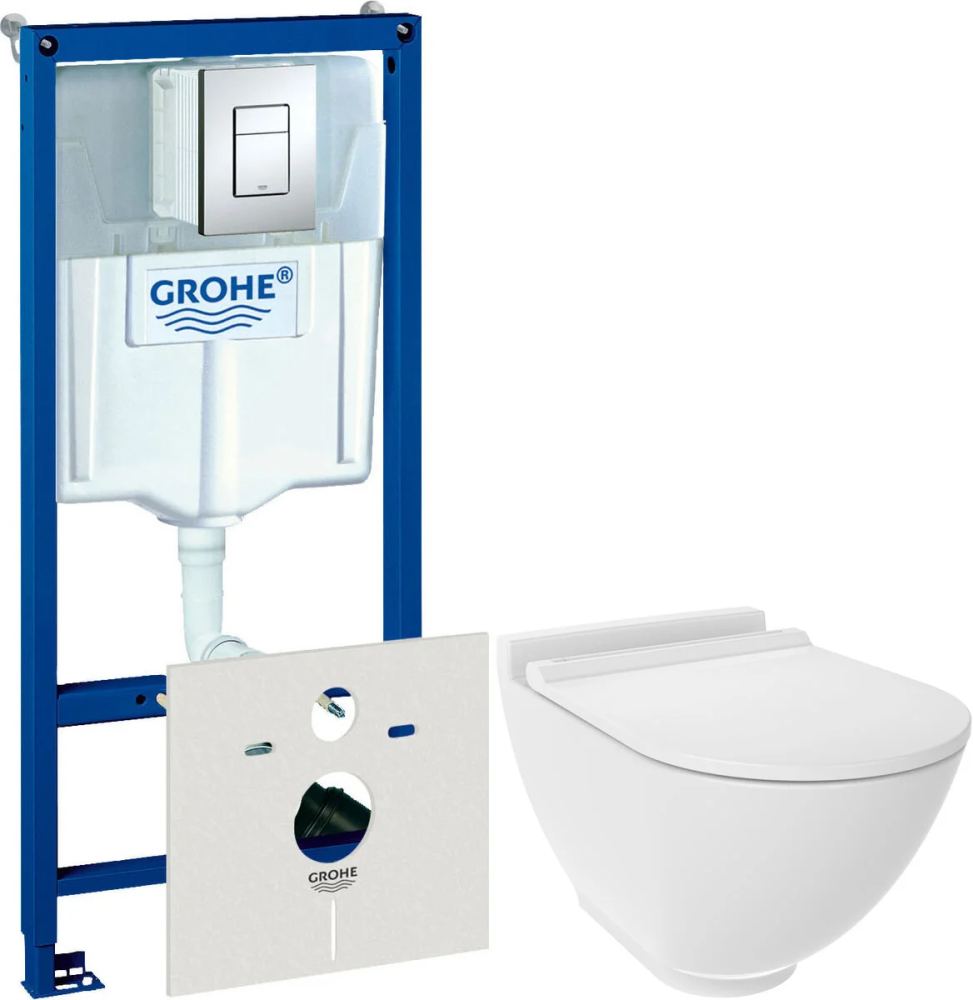 Инсталляция Grohe Rapid SL 38775001 с унитазом Stworki Rotenburg 38775001/ WH52 WH52, крышка микролифт, клавиша хром