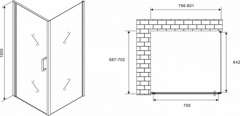 Душевой уголок Abber Sonnenstrand 80x70 AG04080M-S70M, профиль хром, стекло матовое