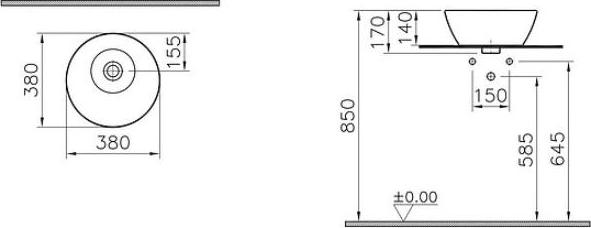 Рукомойник VitrA Geo 4421B003 накладной 38 см