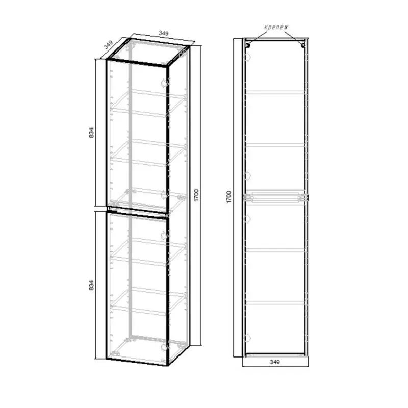 Шкаф-пенал Vincea Norma VSC-2NF170RW, темное дерево R.Wood