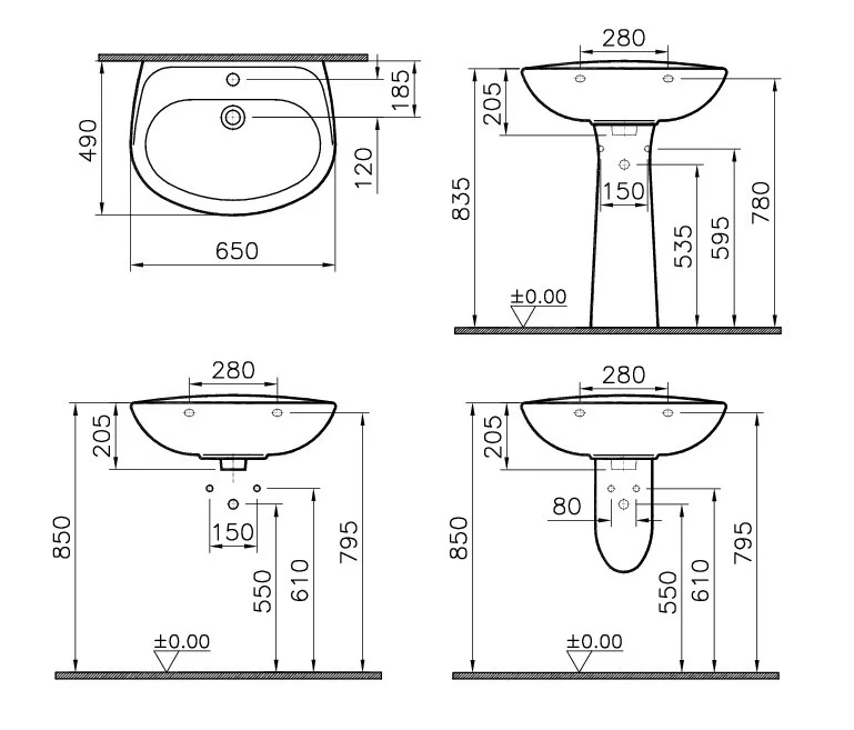 Раковина VitrA Normus 5089B061-0001 серый