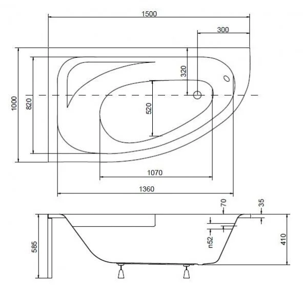 Акриловая ванна Besco Cornea WAC-150-NL белый