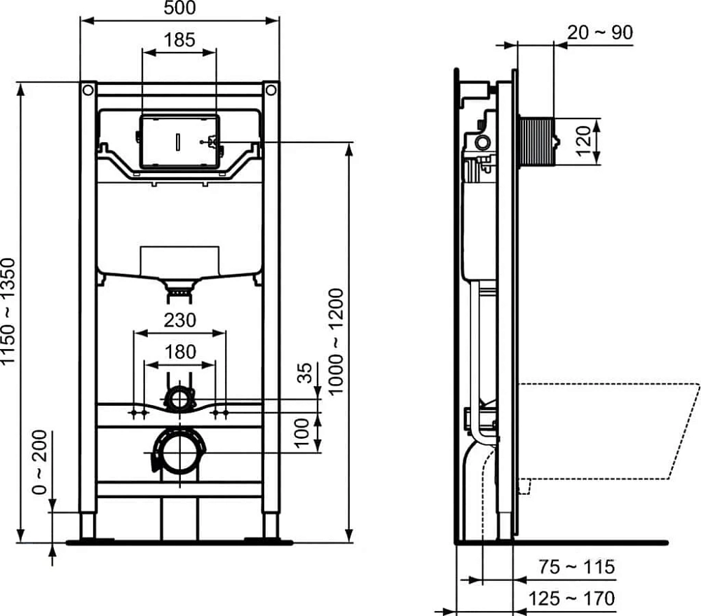 Комплект инсталляций Ideal Standard Prosys Frame 120 M R0204AK для унитаза (2 шт)